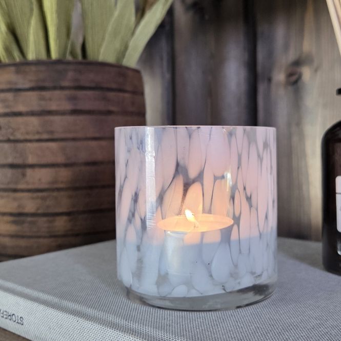 Hovedbilde Lysglass abstrakt marmor hvit