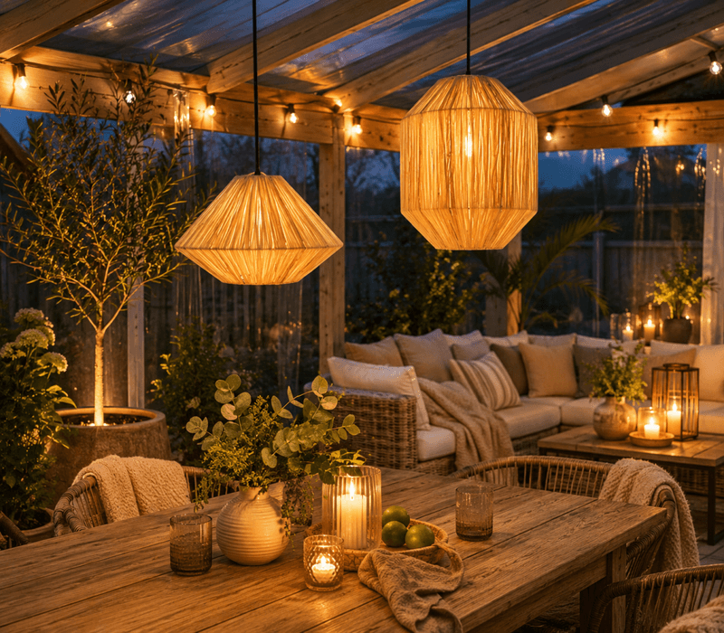 Lampe naturfarget høy