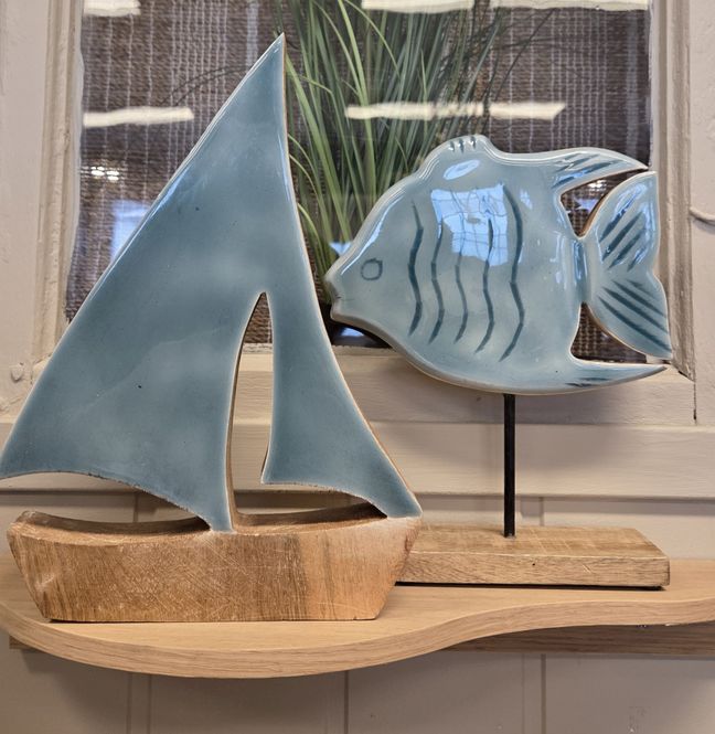 Hovedbilde Trebåt turkis emalje