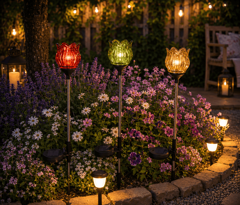 Blomsterpinne tulipan gult glass solar