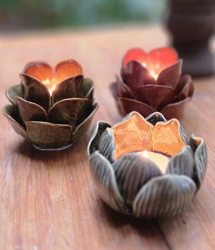 Telyslykt lotus grønn