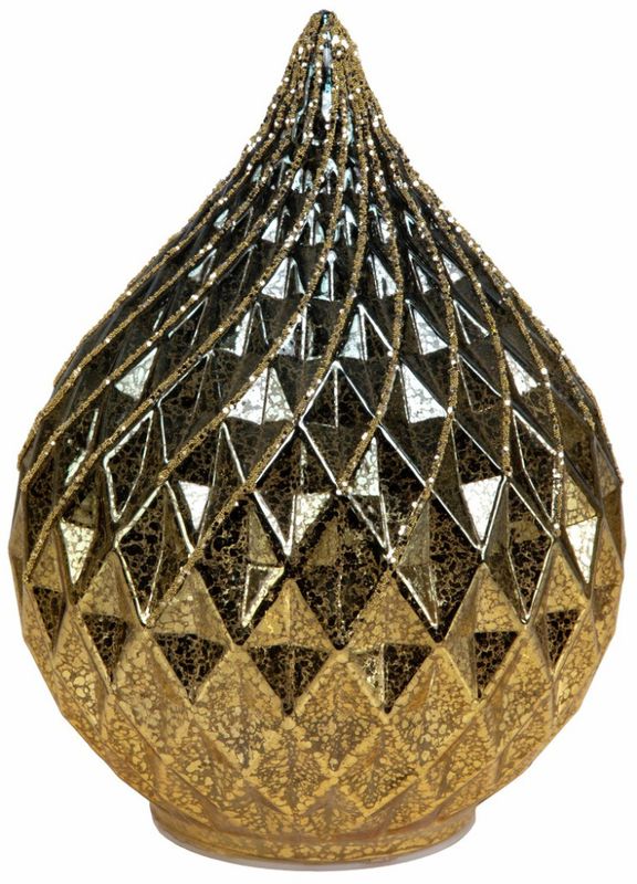 Dråpe glass led brun/glitter liten