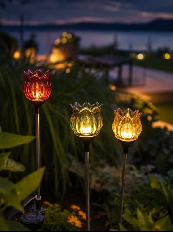 Blomsterpinne tulipan grønn solar