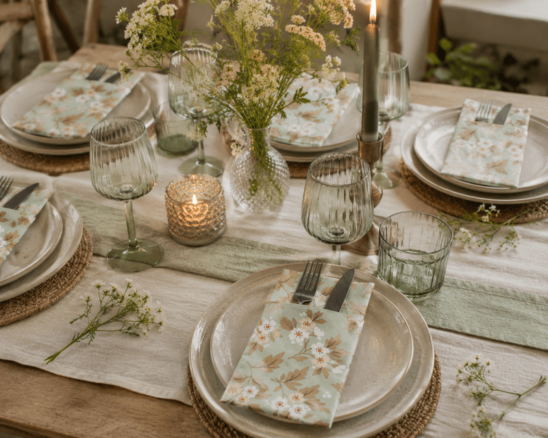 Bestikkserviett blomstereng