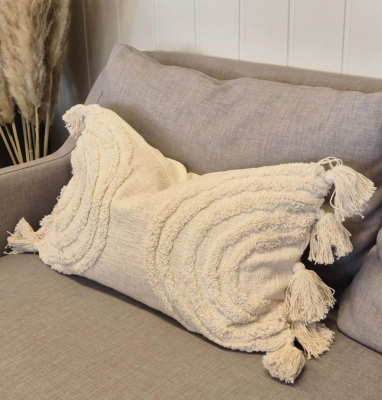 Putetrekk stripet krem 