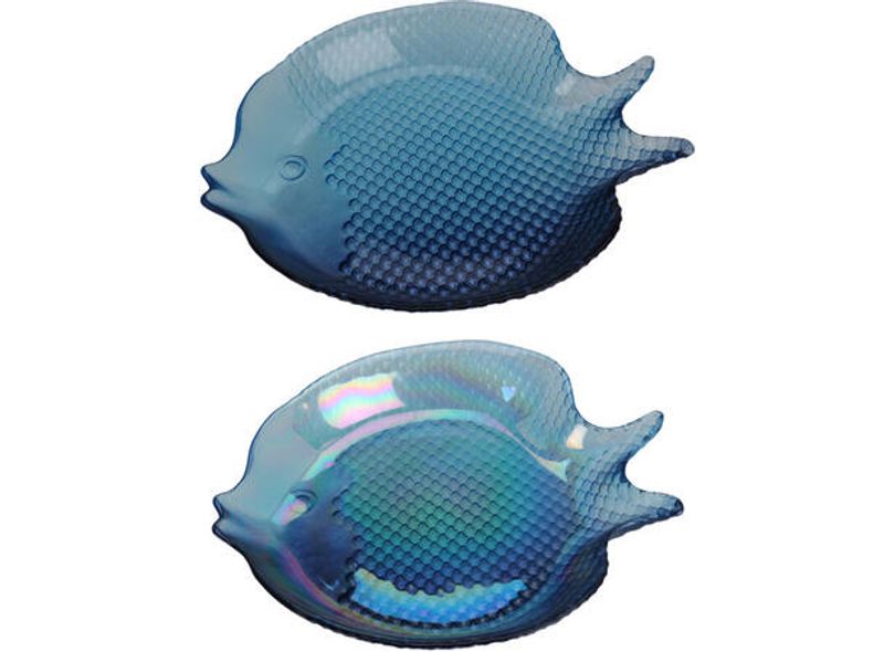 Fisk glassfat blå 2 pk.