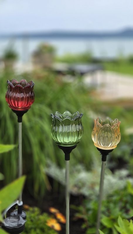 Blomsterpinne tulipan gult glass solar