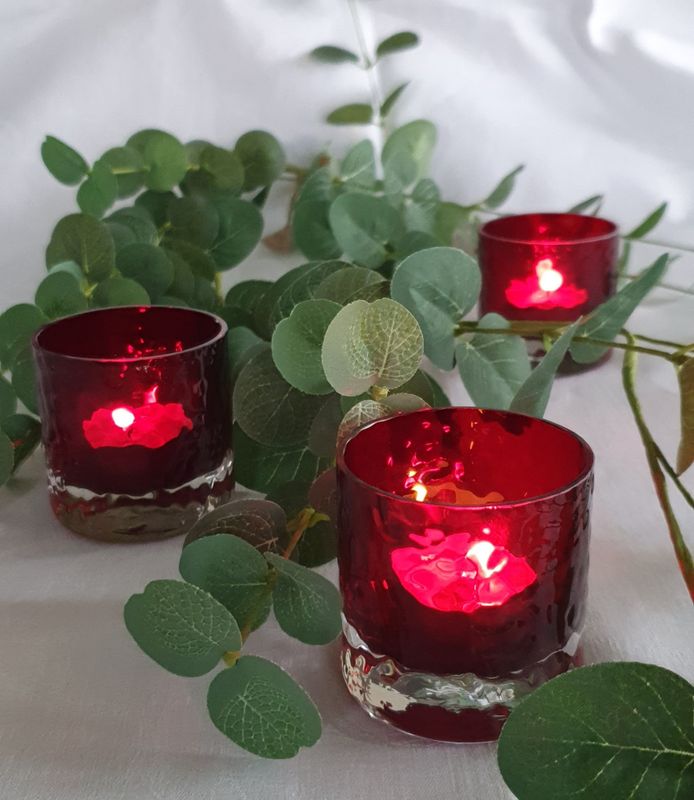 Lysglass bølget rød lite