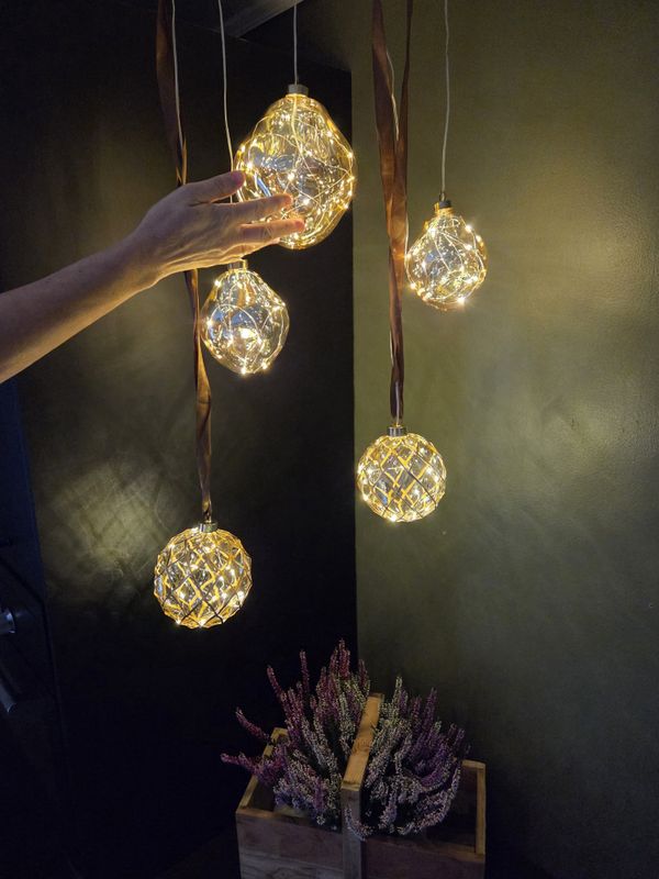 Glasskule m/ledlys amber